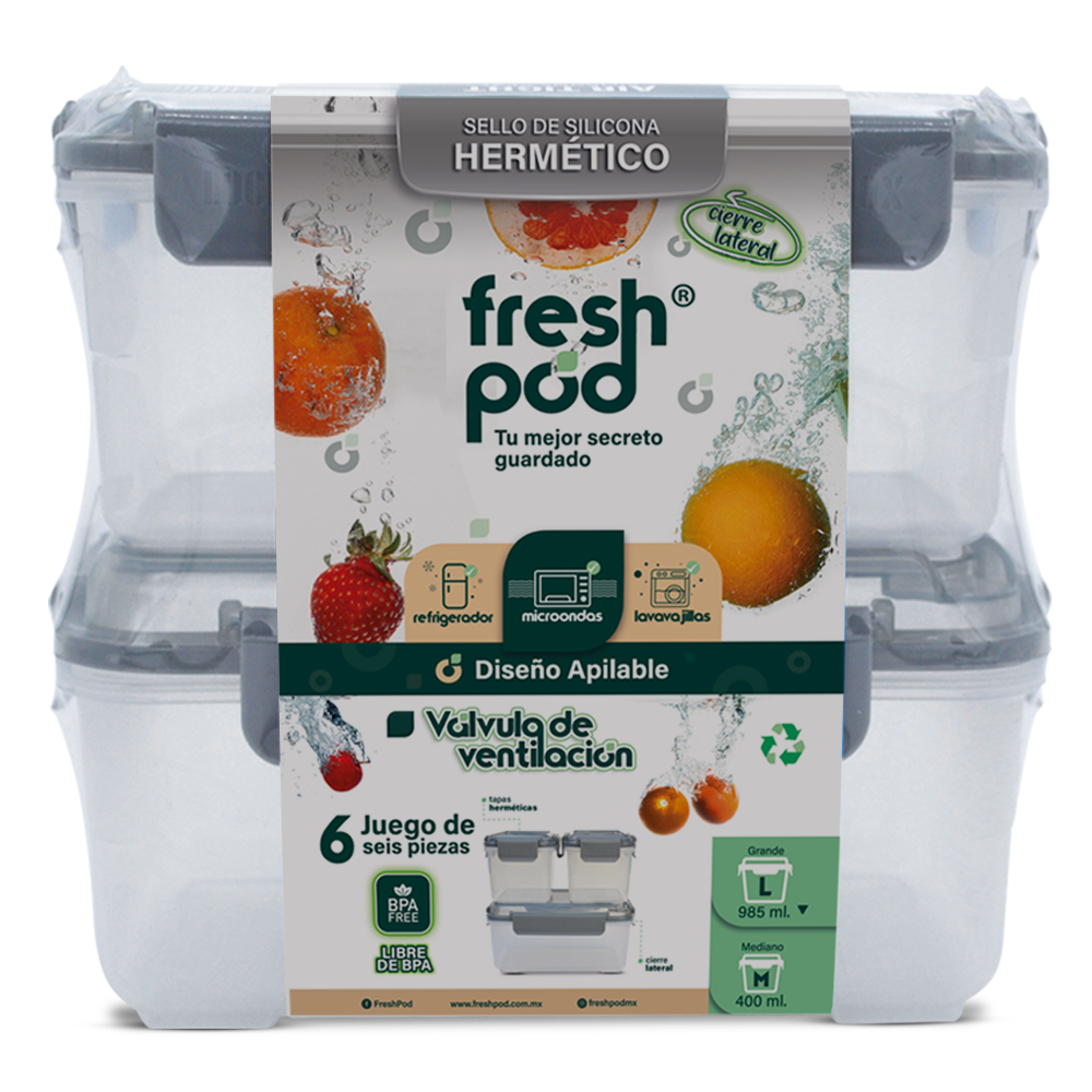 Paquete de 2 Set de Freshpod 6 pc Set apilables (12 pz)